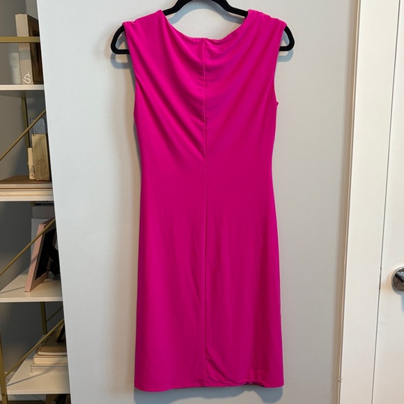 Lauren Ralph Lauren Bold Pink Midi Dress with Cowl Neck - Picture 4 of 7